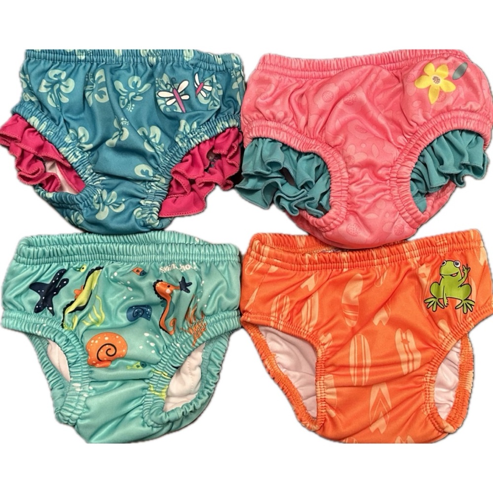 Like New Reusable SwimSchool Swim Diapers Size 12mos Lot of 4 EUC!!!